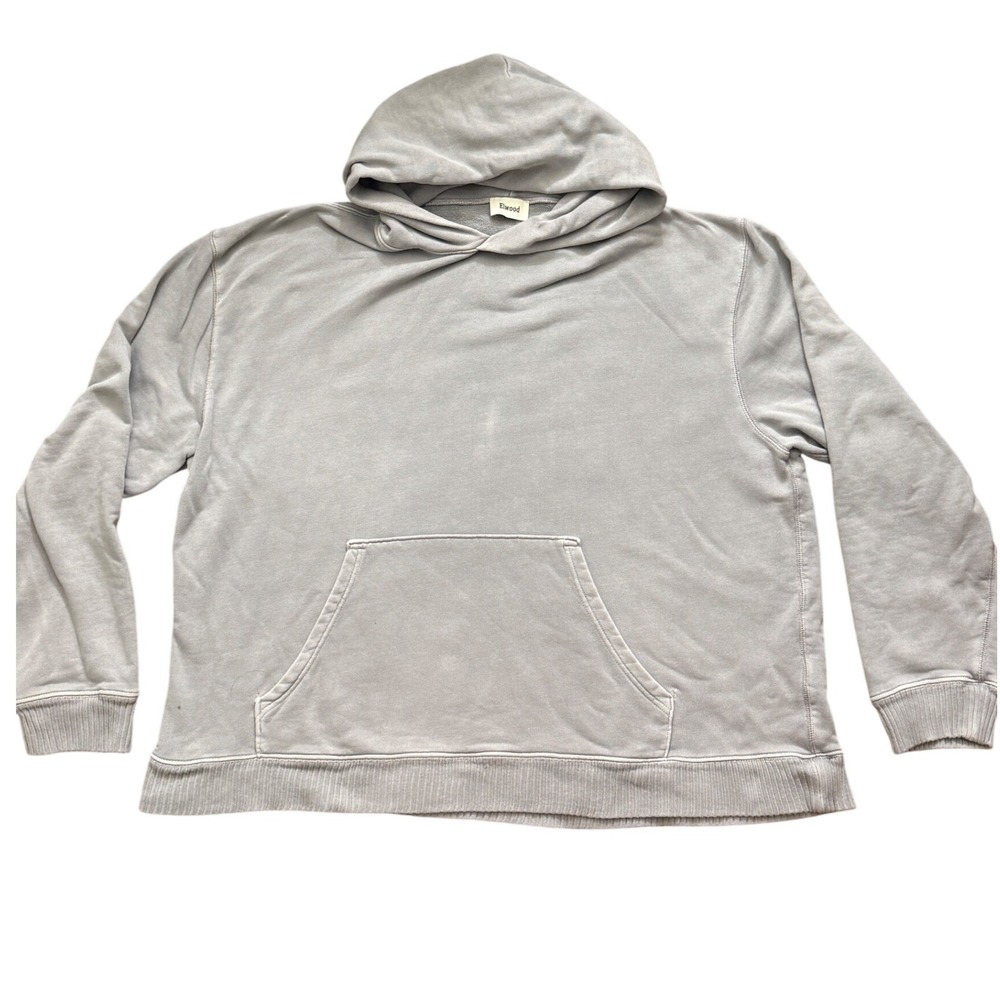 Elwood Mens Organic Cotton Hoodie Grey French Terry Sweatshirt CH00001 Size L